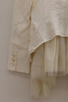 marc le bihan linen frill top 2224-E21 OFF WHITE
